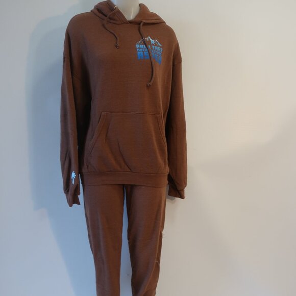 Aviator Nation Pants - NWT Womens Aviator Nation Brown 2Pc Set Palm Tree Music Fest Hoodie Sweatpants M